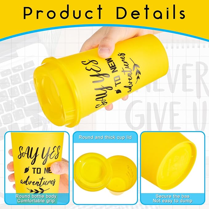 12 Pcs Inspirational Gifts for Employee Coworkers Staff Teammate, 16oz Reusable Plastic Coffee Cups with Positive Sayings, Bundle Gifts for Woman Man Coworker (Bright Color,Inspirational)