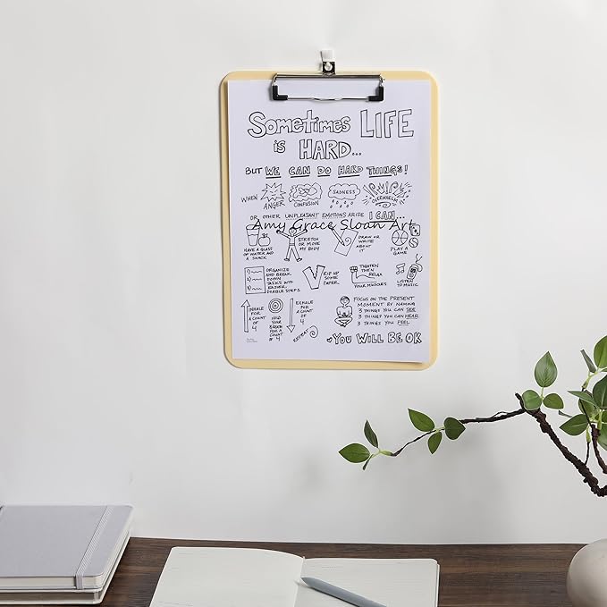 Mr. Pen- Plastic Clipboard, 12.5" x 9", 2 Pack, Buttercream Clipboard Plastic, Low-Profile Metal Clip with Retractable Hanging Hole