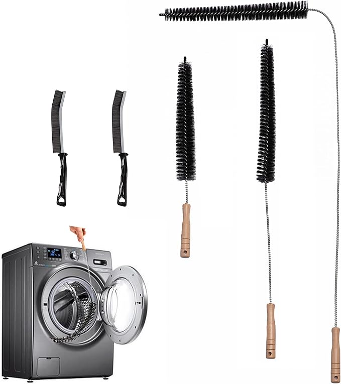 Dryer Vent Cleaner Kit, 3-Size Flexible Dryer Vent Brush Set with 2 Crevice Brushes, 17" 28" 47" Lint Trap Cleaning Tool for Dryer Vents, Refrigerator Coils, Radiator & Home Cleaning Essentials