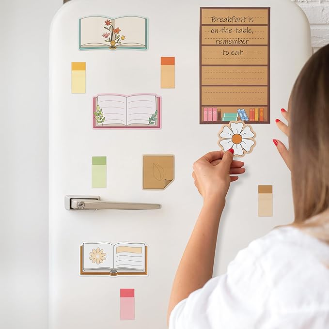 B1ykin Cute Sticky Notes Set - There is No Such Thing As Too Many Books Self-Stick Notes Pad, 550 Sheets Writing Memo Pages Sticky Notepad for Teacher Appreciation Gift, School Office (Book Lovers)
