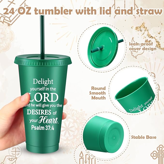 50 Pcs Christian Gifts for Women Inspirational Religious Plastic Tumbler Bible Verse Makeup Bag Ballpoint Pens Keychains Church Spiritual Gifts for Faith Pastor's Wife Birthday