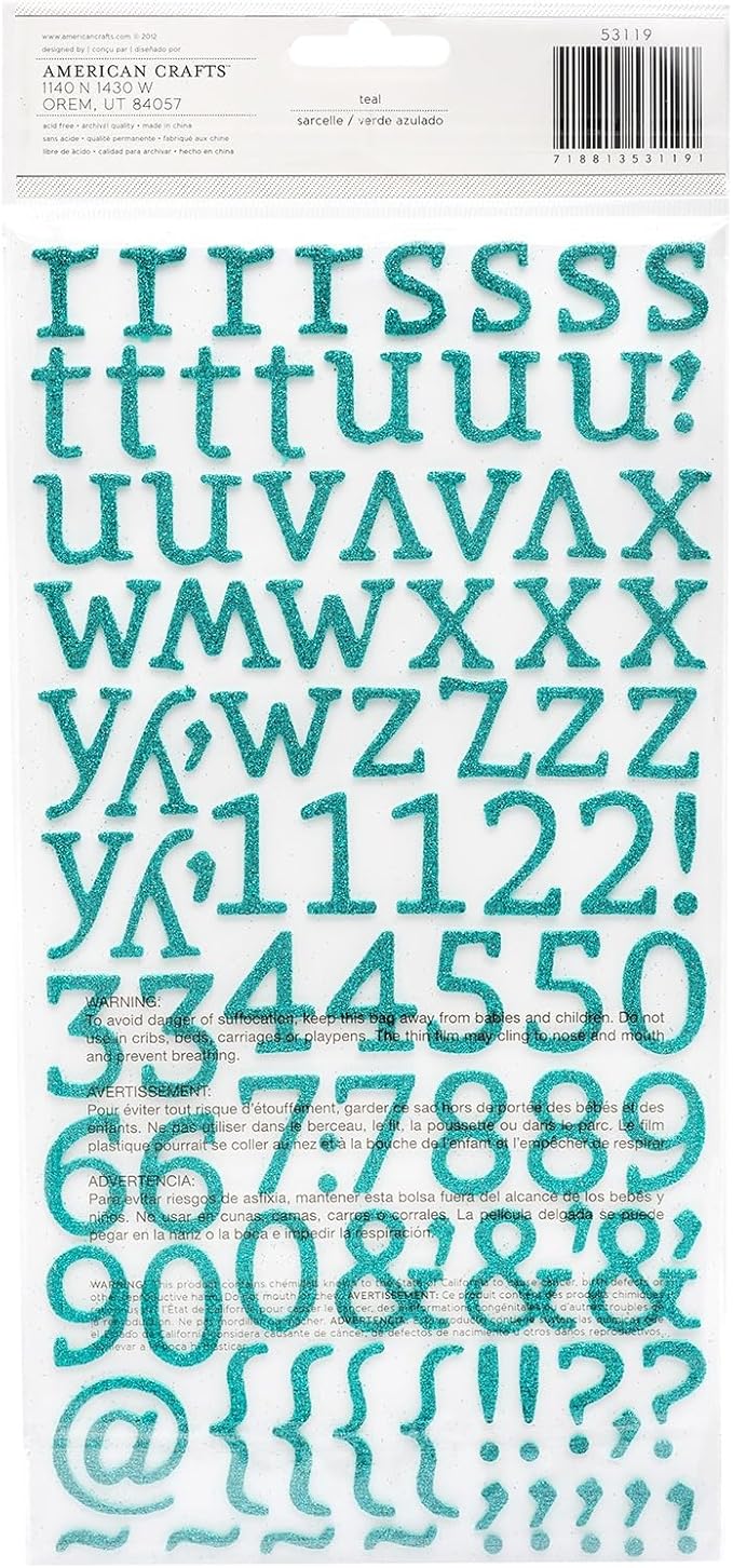 Thickers Glitter Foam Stickers 6"X11" Sheets 2/Pkg-Sunny - Reef