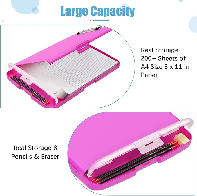 Hongri Clipboard with Storage with Pen Holder, Folder Nursing Clip Board 8.5 x 11 Foilo-Side Opening, High Capacity, Light Weight for Teachers, Classroom. Size 14 x 9.6 x 1.2 in(Light Red)