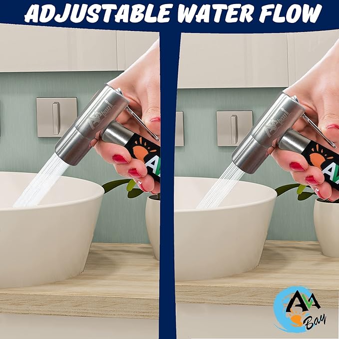 Stainless Steel Sprayer Head w/Thermal Grip-Bidet Spray w/Brushed Chrome Finish - Cloth Diaper Shattaf - Pet Wash