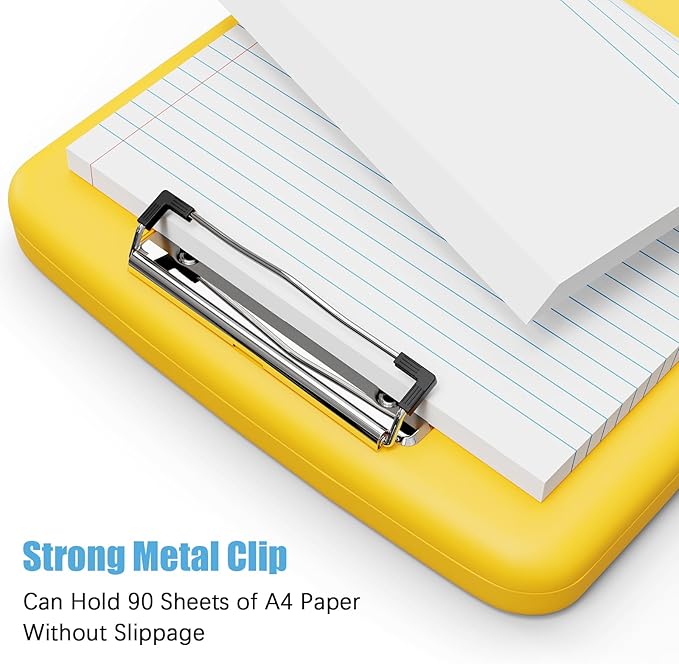 Hongri Clipboard with Storage with Pen Holder, Folder Nursing Clip Board 8.5 x 11 Foilo-Side Opening, High Capacity, Light Weight for Teachers, Classroom. Size 14 x 9.6 x 1.2 in(Yellow)