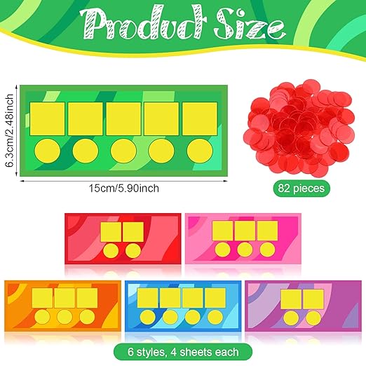 Sound Box Mats and Chips 24 Pcs Dry Erase Mats and 84 Pcs Chips Phonemic Awareness Games Phonics Reading Games Ezread Sound Box Kit(Adorable Style,Cardboard)