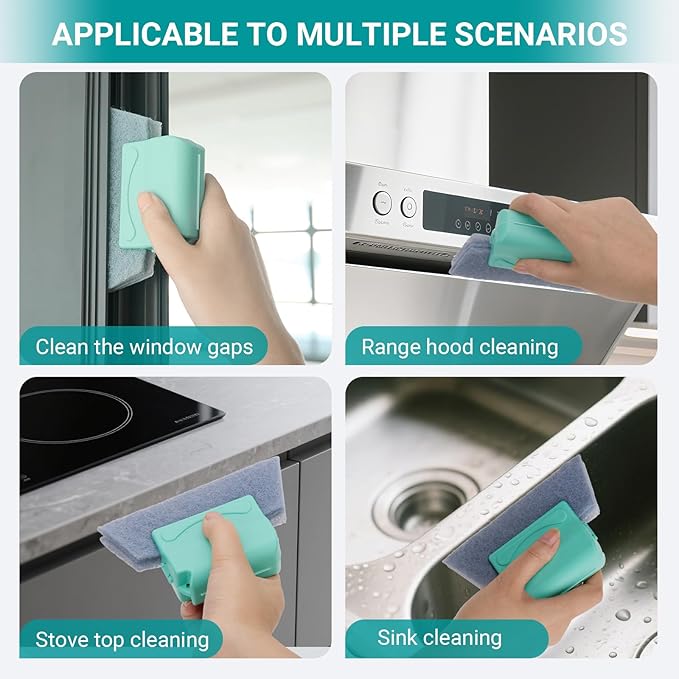 Window Cleaner Tool, Window Screen Cleaner and 3 Pack Track Cleaning Brush with 6 Replacement Cleaning Cloths, Detachable Window Cleaner Tool with Wet and Dry Dual-Use