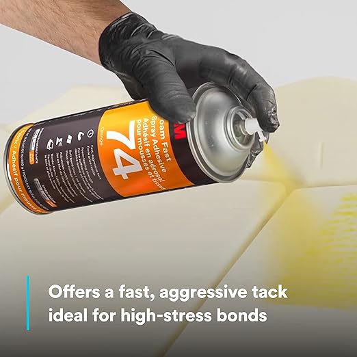 3M Foam Fast Spray Adhesive 74, Orange Color, High Strength Bonding, Fabric Adhesive, 24 fl oz Can, 16.9 oz (480 g) Net Wt, NOT FOR SALE IN CA AND OTHER STATES