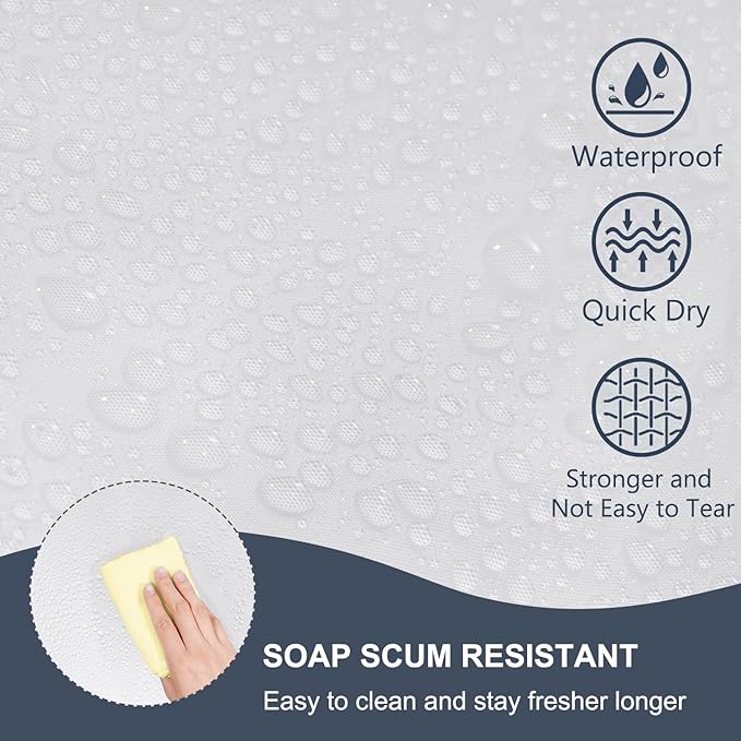 EurCross Shower Curtain Liner Extra Long 82 inch Length with 5 Bottom Magnets,Frosted PEVA Plastic Shower Curtain Liner, Waterproof Opaque Shower Liner No Smells with Metal Grommets,72 x 82 inch