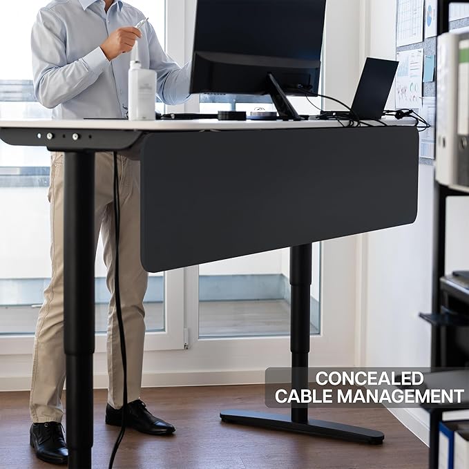 VIVO Laminate 59 x 12 inch Modesty Panel for Office Desk, 3 Configuration Options, Cable Management Organizer, Black, PP-LM60-B