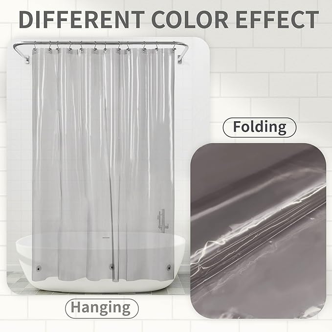 Barossa Design Clear Black Stall Shower Curtain Liner with 3 Magnets - 36" x 72" Waterproof PEVA Plastic Shower Liner for Small Bathroom, Lightweight Bath Curtain, Metal Grommets - Clear Black