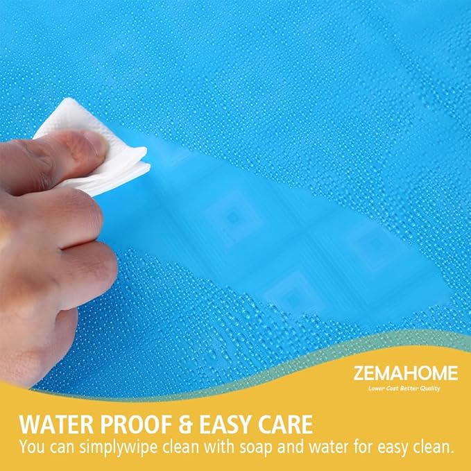 ZEMAHOMEEVA 3D Blue Geometric Plastic Shower Curtain Liner - Premium Light Weight 72" x 72" Blue Bathroom Shower Showroom Curtain Liner with Rustproof Metal Gromments and Weighted Magnet