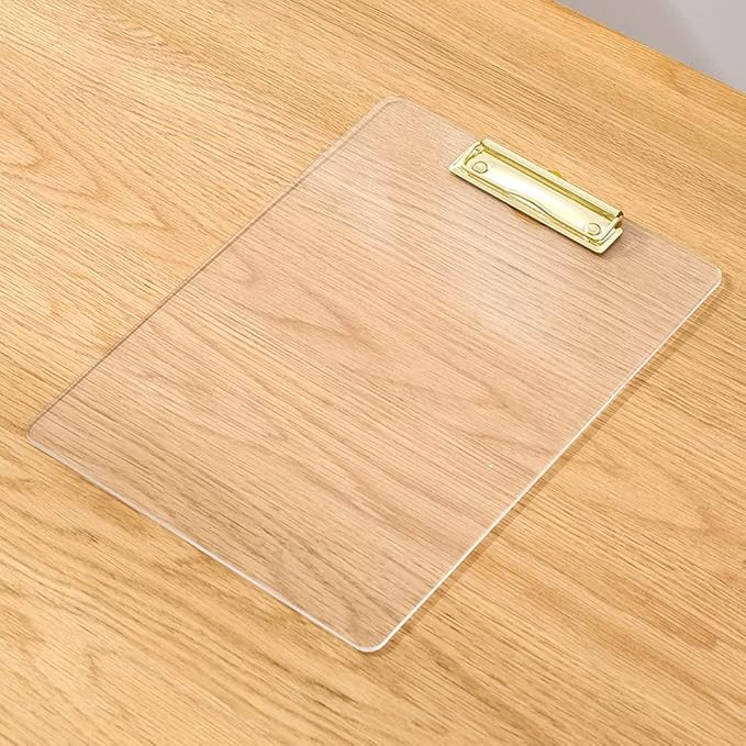 3mm Thick Acrylic Clipboards with Gold Clip 3-Pack, Durable Stylish Clipboards with Low Profile Clip Suit for A4 Paper