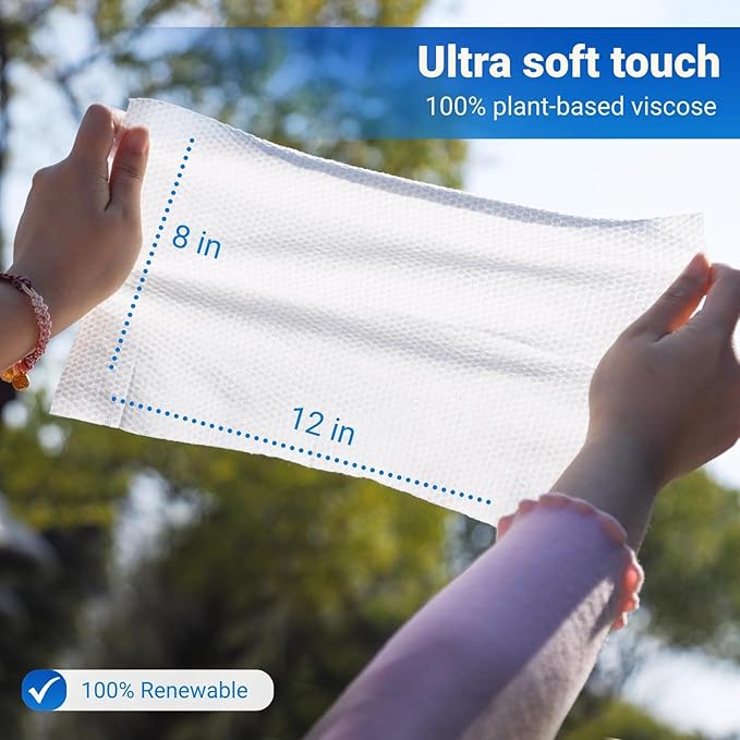 Ultra Gentle Body Wipes No Rinse, 60 Individually Wrapped Personal Hygiene Shower Wipes for Women and Men, Spa-Grade Comfort, Biodegradable, Great for Gym Travel Camping Post Surgery 8"x12" Unscented