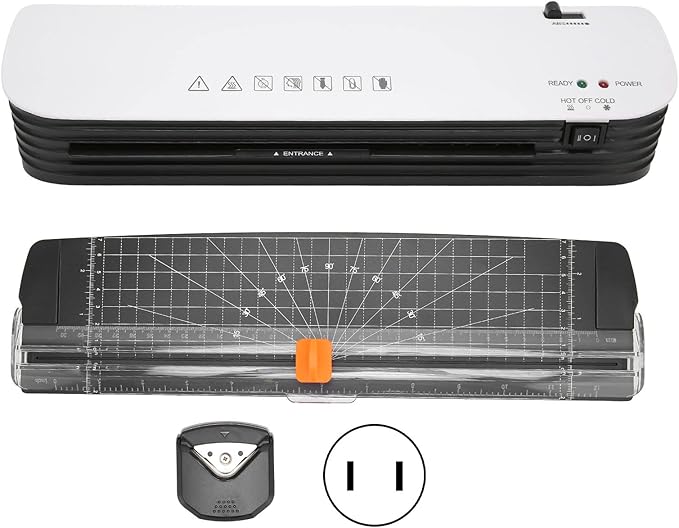 ASHATA SL299 Thermal Laminator Machine, 9 inch Hot Cold Laminating Machine with Paper Cutter and Corner Rounder, Anti Jam Lamination Machine for Laminate Recipe Cards, Photos and