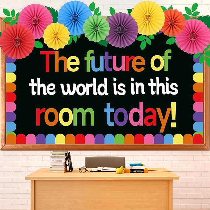 Classroom Bulletin Board Decorations with 3D Paper Fans Inspirational The Future of The World is in This Room Bulletin Board Set for Back to School Motivational Office Home Wall Door Chalkboard Decor