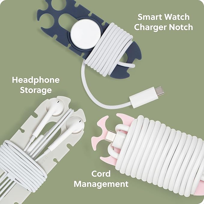 U Brands Oval Wired Ear Buds Cord Caterpillar Wrap, Set of 6 Cord Organizers for Apple Headphones Wired, Travel Essentials, Electronics Cable Management