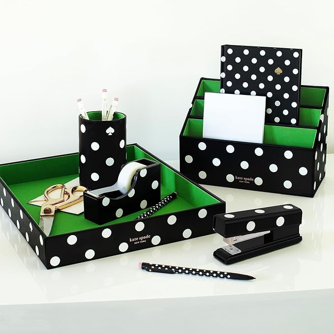 Kate Spade New York Cute Tape Dispenser, Clear Tape Desk Dispenser, Decorative Desk Accessory, Picture Dot