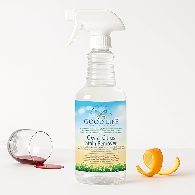 Oxy Citrus Stain Remover and All-Purpose Cleaner - Plant-based Multi-Purpose Cleaning Spray, Perfect for Mattress, Carpet, Floors, Restrooms, Kitchen, Countertops, and More - 32 oz