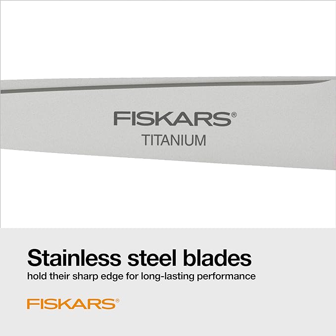 Fiskars 8” Everyday Titanium Comfort Grip Scissors (2-Pack), Home & Office Scissors for Cutting Paper, Cardboard, Photos and More, Gray