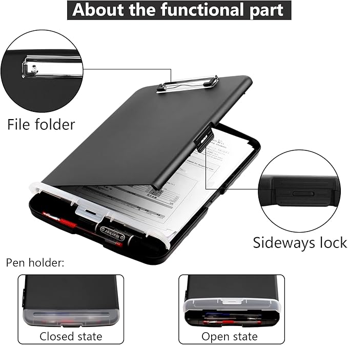 SFLHHDM Storage Clipboard with Pen Holder, High Capacity Clipboards for Classroom, Clip Boards 8.5x11 with Storage, Low-Profile Clip, Lightweight Plastic Clipboard for Kids, Lawers, Office Workers