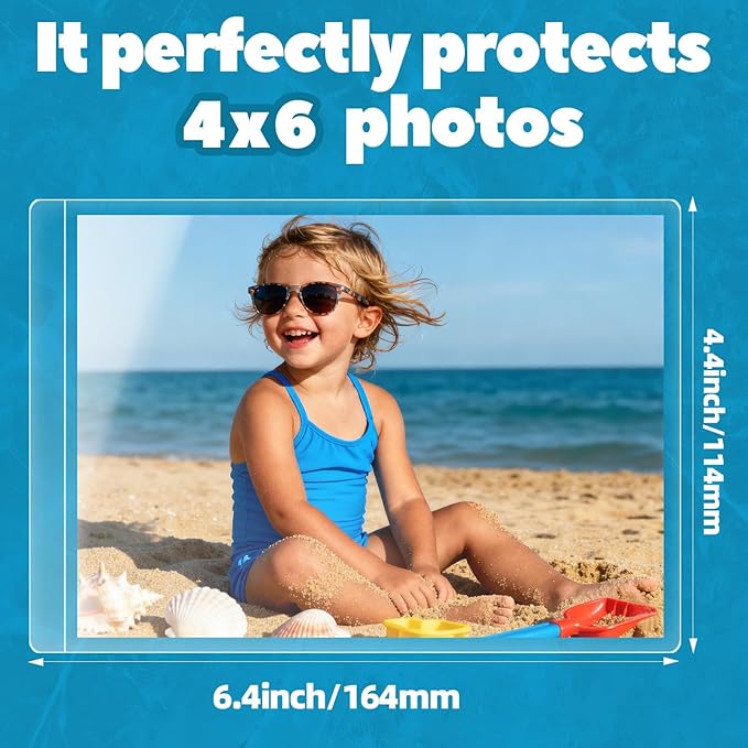 Uinkit 10mil Thicker Self Sealing Photo Laminating Pouches 4 x 6", 25Pack Double-Sided for Recipe Cards & Photos, Waterproof Plastic Sleeves to Preserve Pictures, Index Flashcards