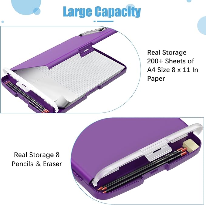 Hongri Clipboard with Storage with Pen Holder, Folder Nursing Clip Board 8.5 x 11 Foilo-Side Opening, High Capacity, Light Weight for Teachers, Classroom. Size 14 x 9.6 x 1.2 in(Purple)