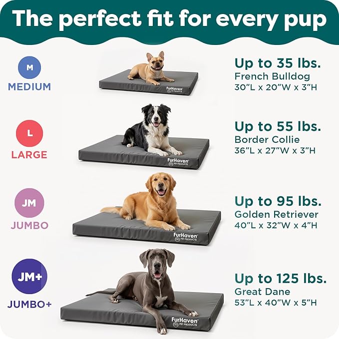 Furhaven Replacement Dog Bed Cover Water-Resistant Indoor/Outdoor Logo Print Oxford Polycanvas Mattress, Washable - Deep Lagoon, Large