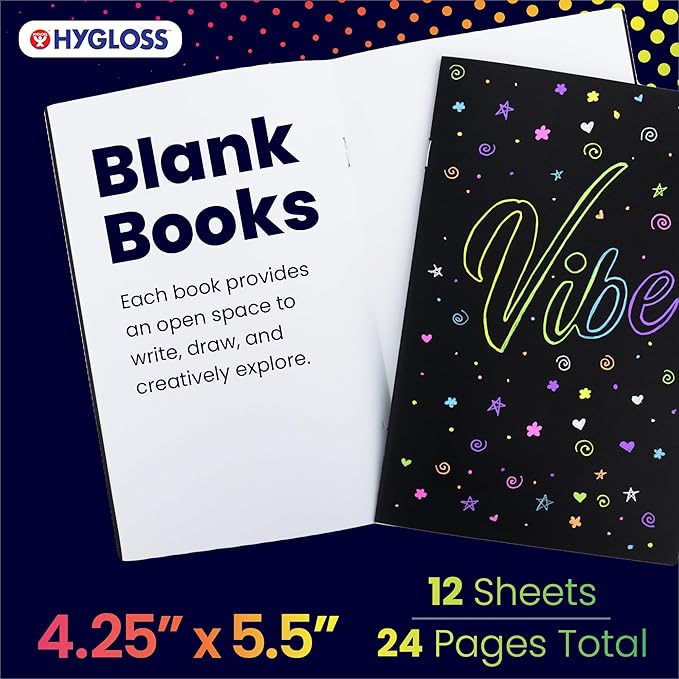 Hygloss Blank Books - Bulk 50 Pack – 4.25" x 5.5" A6 Black Paperback Blank Books for Kids to Write Stories, Doodle, Arts & Crafts – Plain Drawing Sketchbook, Unlined Journal, Notebook Without Lines