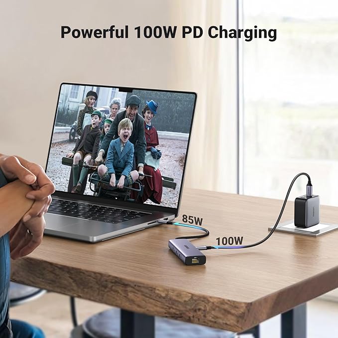 UGREEN Revodok 6 in 1 USB C Hub Gigabit Ethernet Adapter with 4K HDMI, 100W PD Charging, USB A Data Ports Compatible with Mac M1, M2, M3, iPad, iPhone 16 Pro/Pro Max, Steam Deck