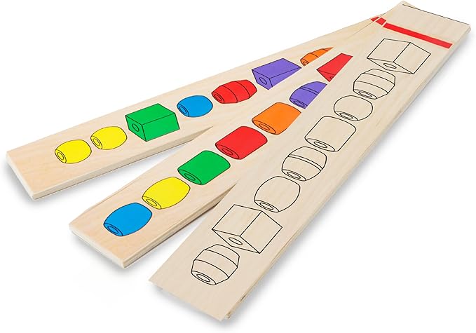 Melissa & Doug Bead Sequencing Set with 46 Wooden Beads and 5 Double-Sided Pattern Boards