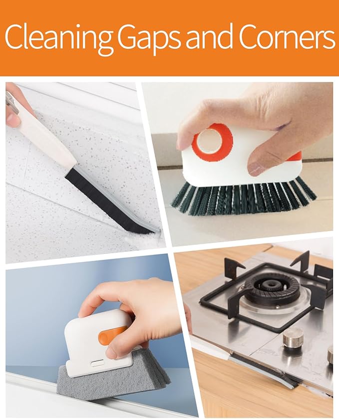 Window Sill Cleaner Tool - Hard Bristle Crevice Cleaning Brush, Multifunctional Gap Scrub Brush, Window, Home Essentials, Bathroom Cleaner Tools for Household Use, Kitchen - 8PCS