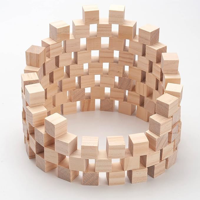 Wooden Blocks for Crafts 3/4 inch, 100PCS Small Unfinished Solid Wood Cubes Blank Natural Wood Square Blocks for Crafting, Baby Shower Decor, DIY Projects, Puzzle Making, Alphabets, Stamps