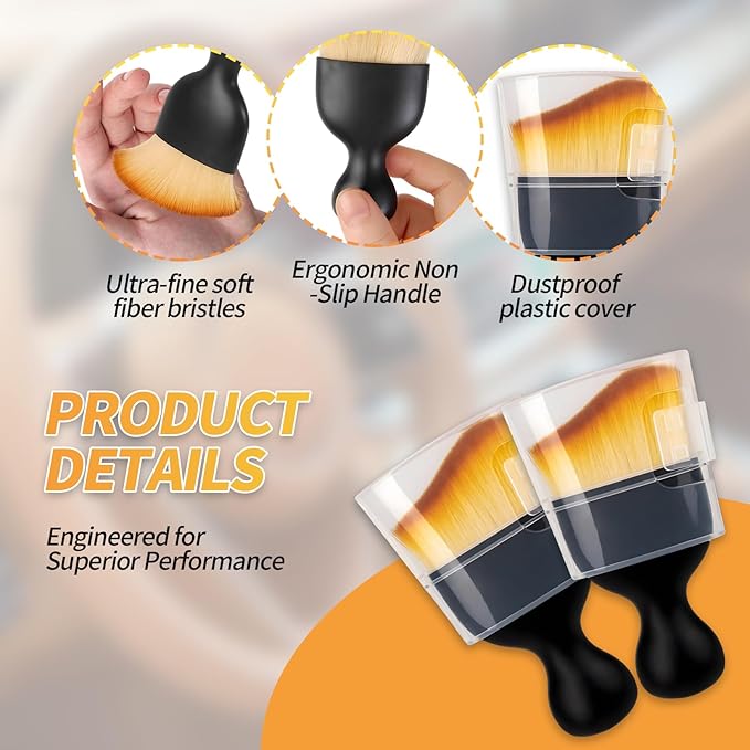 2PCS Car Interior Dust Brush,Soft Microfiber Bristles, Car Detailing Brush Cleaning Brush, Dust Brush Car Interior Cleaning Tool for Car Vents, Dashboards, and Home Use
