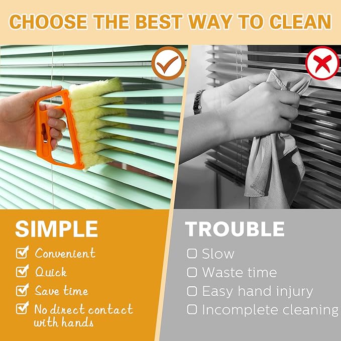 10 Pcs Venetian Window Blind Cleaner Duster Tool Set, Mini Blind Cleaner Duster Brush, Hand Held Air Conditioner Shutters Duster, Dirt Cleaner for Blind, Fan, Air Conditioner, Window Groove Gap(Green)