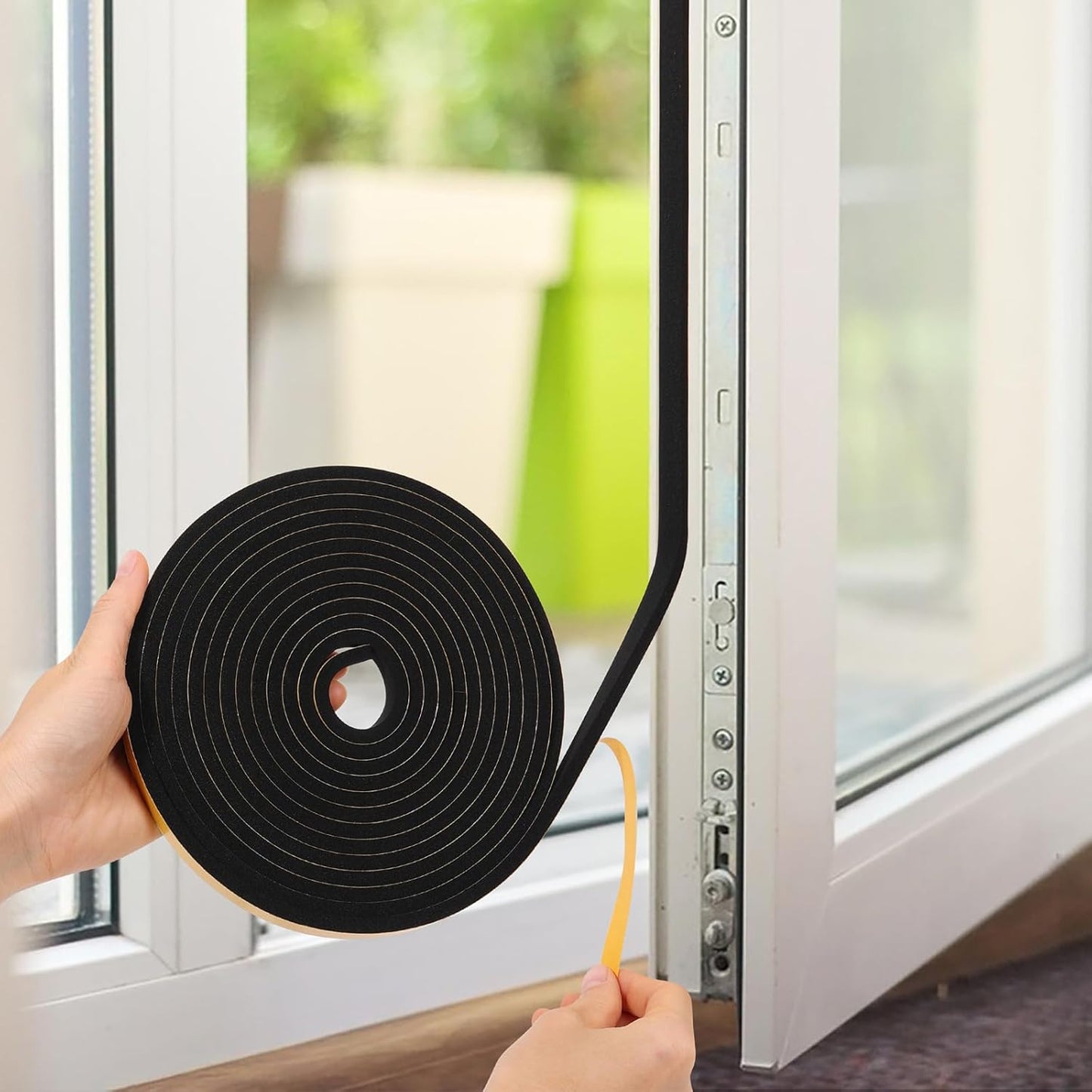 Weather Stripping Seal for Door Window, High Density Foam Tape, Soundproofing, Insulation Strip, Door Sealers for Door Frame (Black, 1/2 Inch X 1/2 Inch X 10Feet)