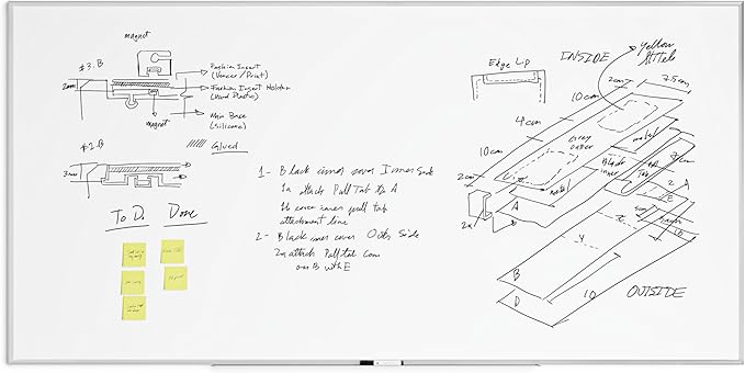 U Brands Magnetic Whiteboard with Silver Aluminum Frame, 96" x 48" Inches, Dry Erase Board White Board for Office Supplies and Classroom Use