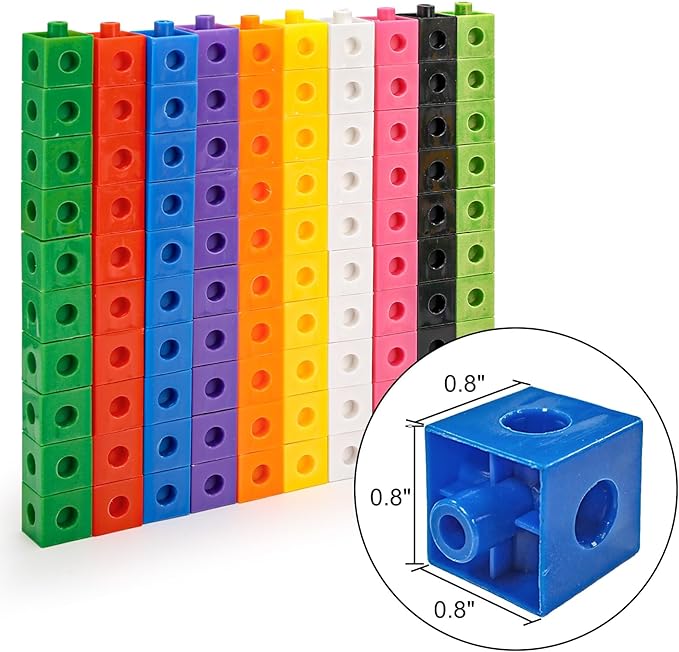 ZEAYEA 300 Pcs Linking Cubes with Storage Box, Counting Blocks for Math Learning and Fun Activities, Math Manipulatives Educational Supplies for Spatial Intelligence, Counting, Creativity