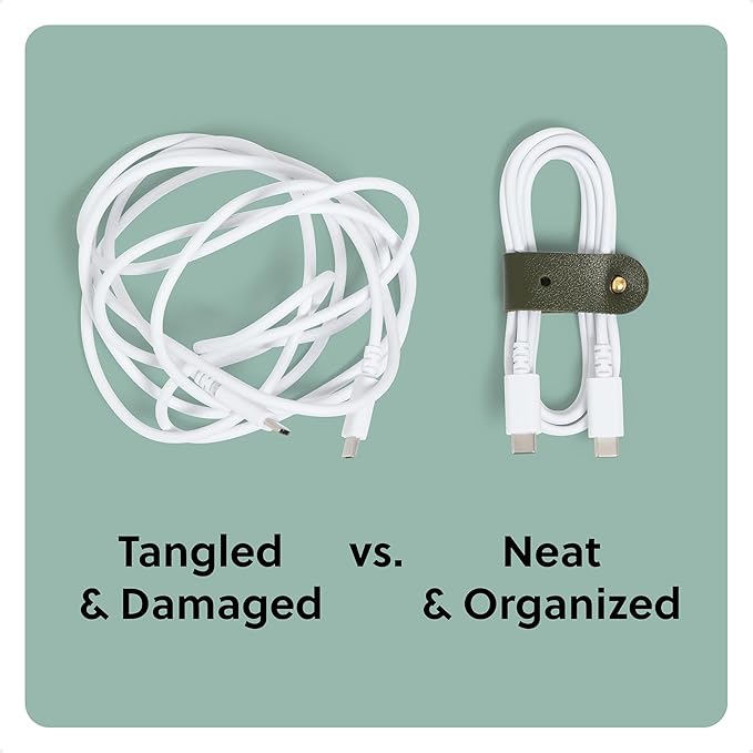 U Brands Vegan Leather Cord Straps, Set of 4 Cable Ties, Cable Management, Office Desk Accessories, Office Supplies, Assorted Colors