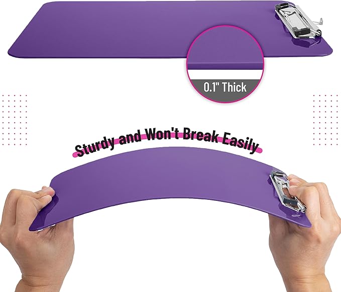 Mr. Pen- Plastic Clipboard, 12.5” x 9”, Purple, Clipboard Plastic, Low-Profile Metal Clip with Retractable Hanging Hole