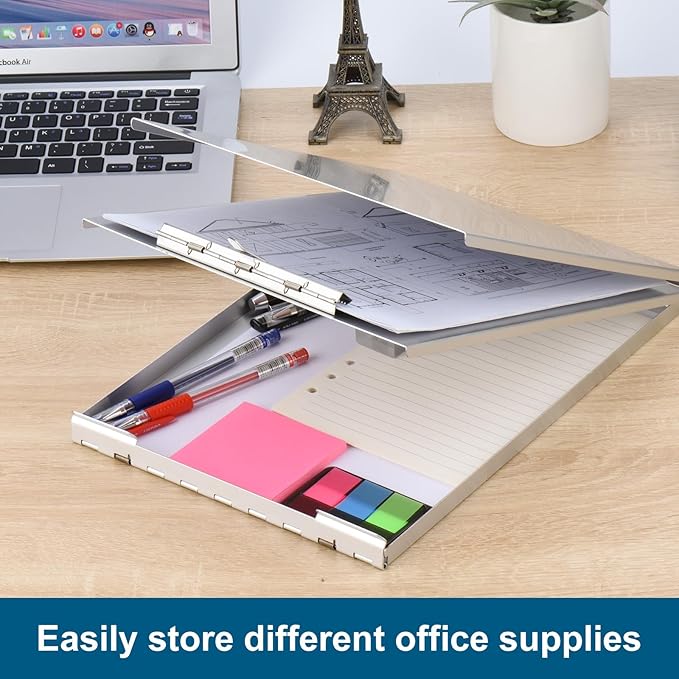 ZCZN Recycled Aluminum Storage Clipboard, Clipboard Box Set of 2, Form Holder, Suitable for School, Office, Jobsite or Medical Staff, Silver