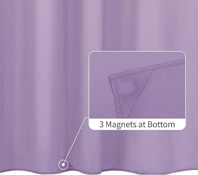ALYVIA SPRING Lavender Purple Fabric Shower Curtain Liner Waterproof - Soft & Light-Weight Cloth Shower Liner with 3 Magnets, Hotel Quality & Machine Washable - Standard Size 72x72, Lavender