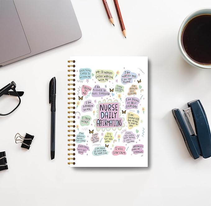 Nurse Notebook Journal with 164 Pages - Nurse Gifts, Thank You Gifts for Nurse, Nurse Daily Affirmations Inspirational Anti Anxiety Notebook, Nurse Must Haves