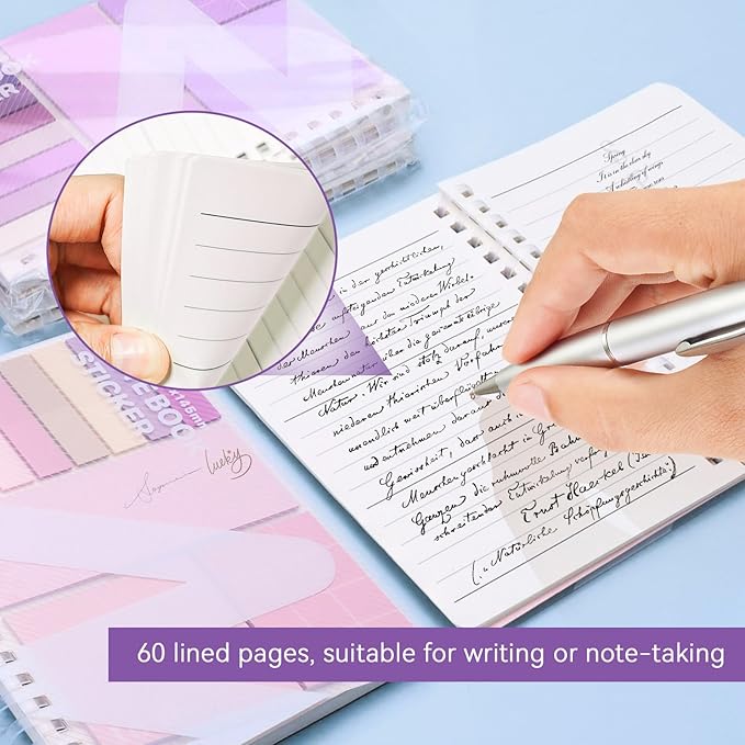 2Pcs Multi-Functional Sticky Note Combination Notebook, 220 Stickers +60 Inner Pages. Suitable for Office and Study Supplies (Pink)