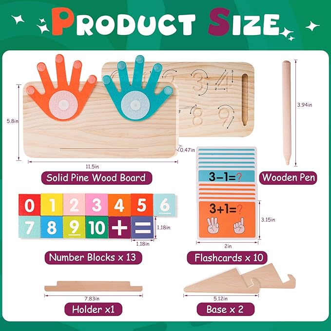 Hirger Preschool Learning Toys for Toddlers 2-4, Educational Math Manipulatives Number Counting Blocks for Kids, Montessori Toy for 3 4 5 6 Year Old Boys Girls Birthday Gifts