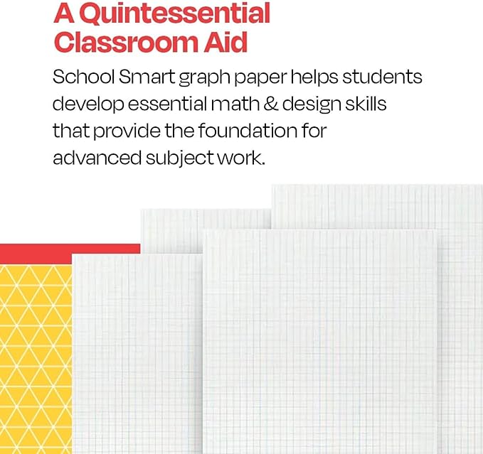 School Smart Graph Paper, 1/4 Inch Rule, 9 x 12 Inches, White, Pack of 500