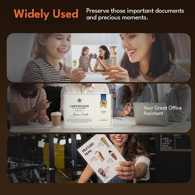 Uinkit 3.5mil 100Pack Clear Laminating Sheets, Menu Size, 11.5 x 17.5-Inch Laminate Pouches, Protector for Photo Papers, Use in Office School Supplies, Rounded Corner