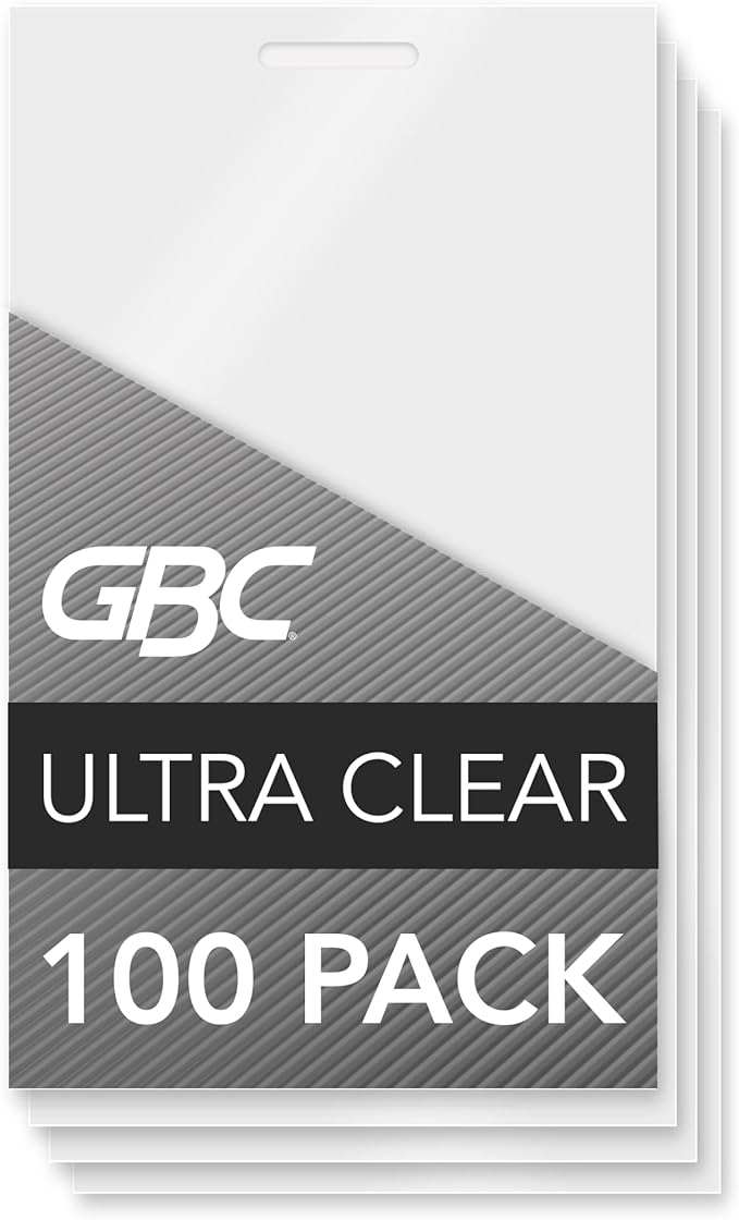GBC Laminating Sheets, Thermal Laminating Pouches, Business Card Size, 5 Mil, HeatSeal UltraClear, 100 Pack (51005)