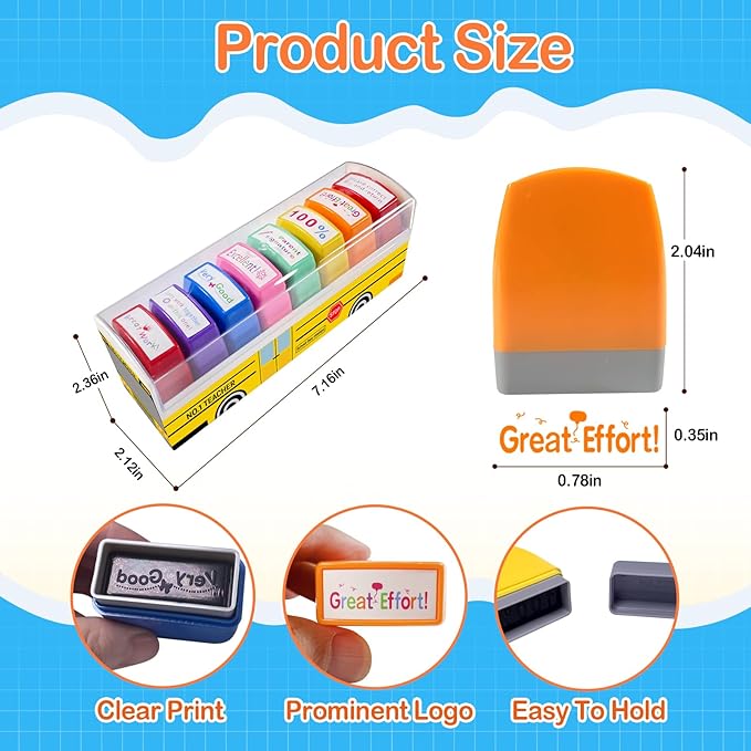 Teacher Stamps for Grading Classroom, Easter Basket Stuffers New Teacher Appreciation Gifts, Self-Inking Motivation Great Job Parent Signature Stamp for Homework Must Haves, Teacher Supplies (8 pcs)
