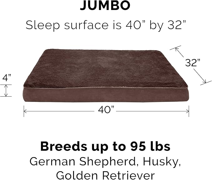 Furhaven Replacement Dog Bed Cover Ultra Plush Faux Fur & Suede Mattress, Machine Washable - Chocolate, Jumbo (X-Large)